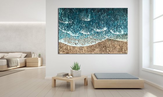 SHOW ME THE WAVES - XXL textured painting 150cm x 100cm