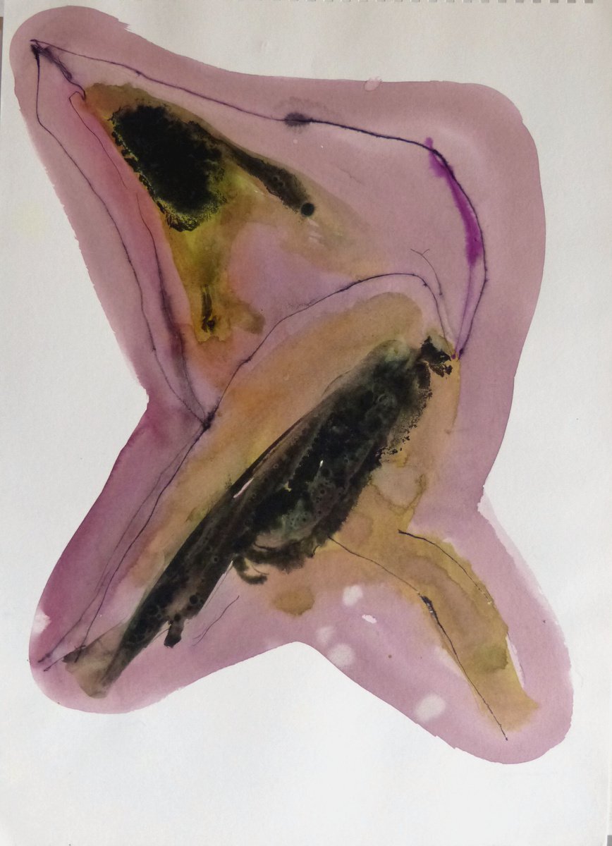 Abstract Ink Drawing By Frederic Belaubre, 12 X 17, Metafigure 118 - 30X42 Cm, Original Artwork