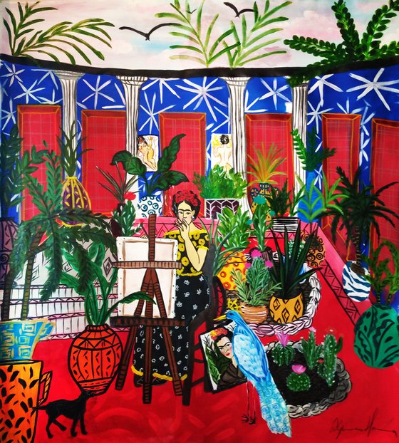 Casa de Frida - oil & acrylic on canvas - free shipping