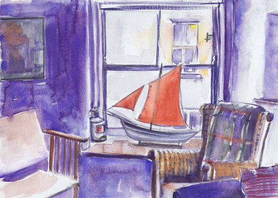 Red Sail in the Cottage Window, Staithes