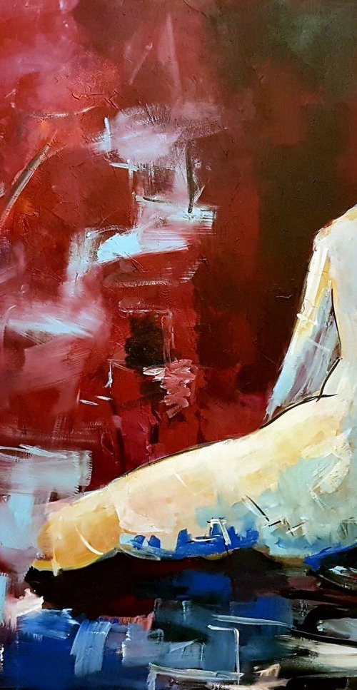 N37 Naked female acrylic on canvas 100x80cm by Lukasz Lepik