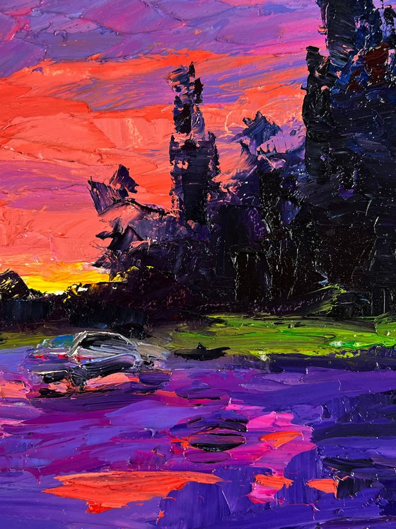 A Romantic Sunset Outside the City