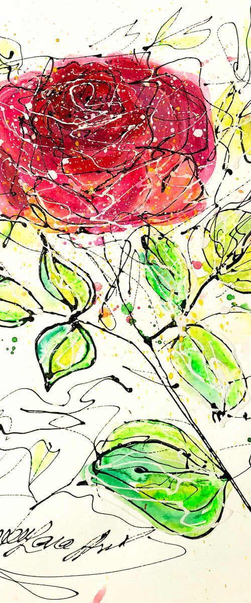 Rose #2  Original Painting 12"x9" by OLena Art by Lena Owens at OLena Art