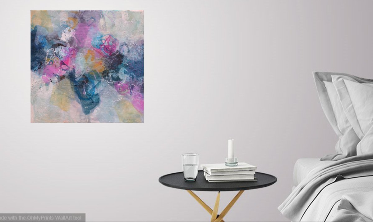 Abstract Acrylic Painting By Susan Wooler, 16 X 16", Camellia Fusion, Original Artwork