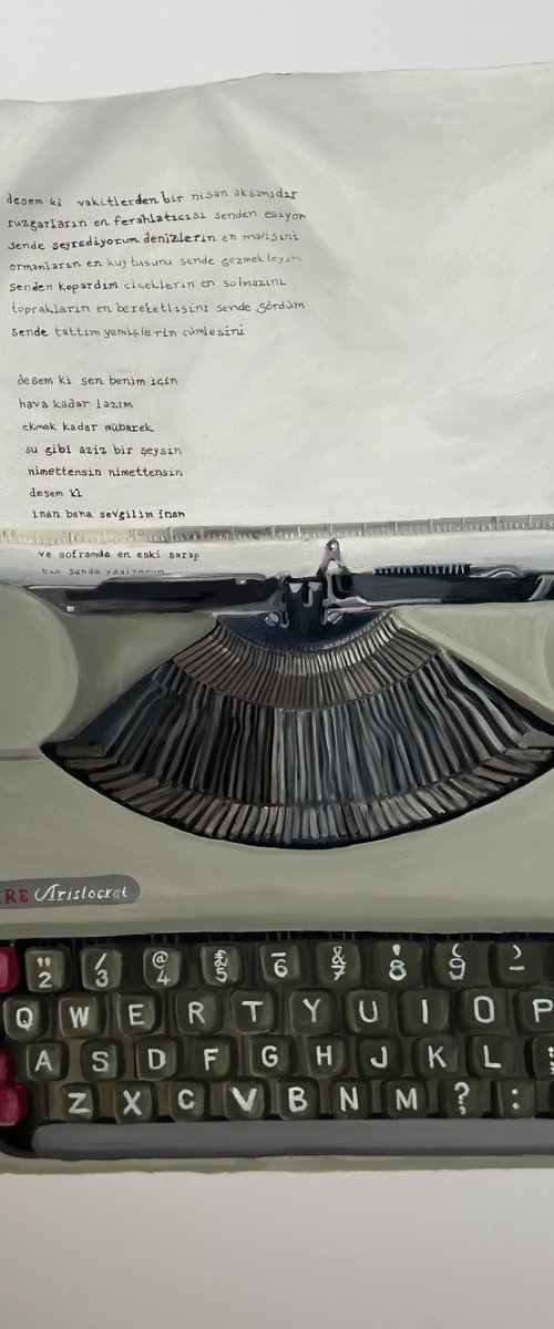 Original Oil Painting of Vintage Typewriter by laleliyegidentramvay