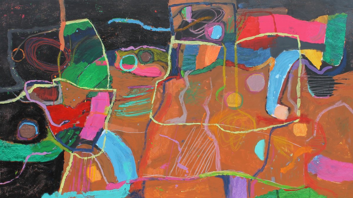 Expressive Abstract Acrylic Painting By Sergiy Dekalyuk, 81 X 45", Space Swings, Original Artwork