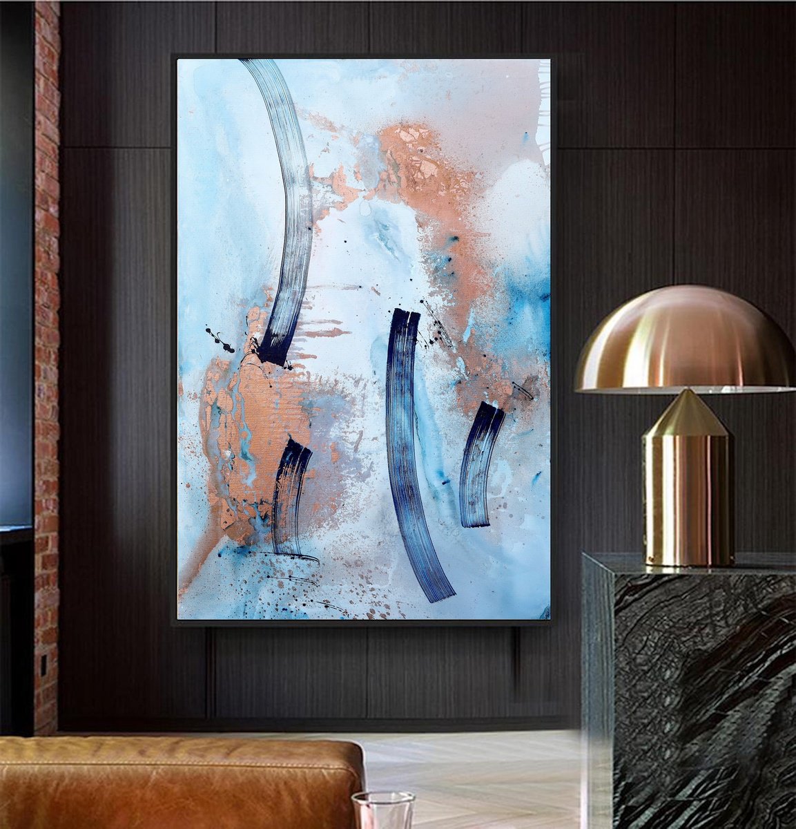 Abstract Landscape Painting By Poovi Art, 30 X 48", To The Moon, Original Artwork