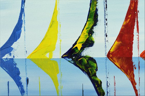Regatta  - XXL  Abstract- Colourfull Sailboat Painting- Large Acrylic Art Canvas Wall Art Ready to hang