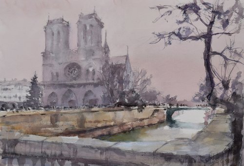 Walking by the Paris 4 by Goran Žigolić Watercolors