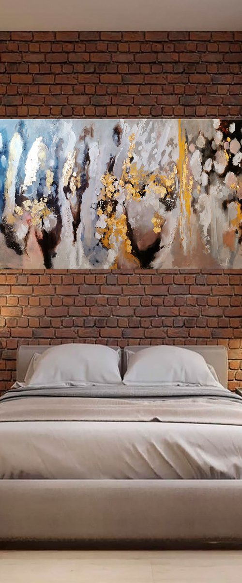 Extra large painting, Gold Leaf Abstract art by Annet Loginova