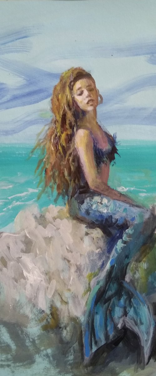 Sketch. Mermaid Оn The Rock. by HELINDA (Olga Müller)