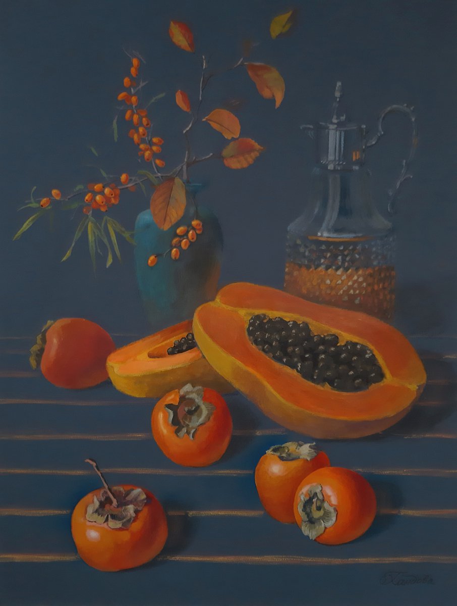 Persimmon and papaya by Galina Khandova