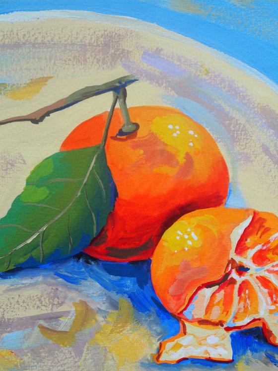 Winter still life with two tangerines