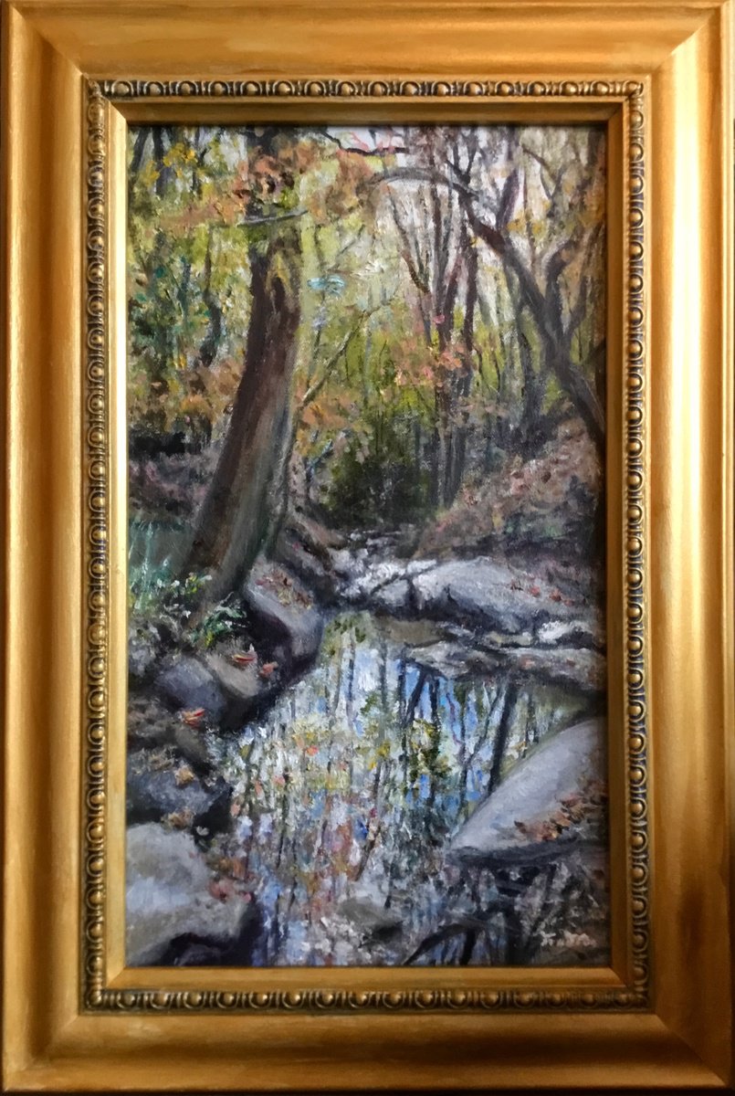 Photorealistic Landscape Oil Painting By Kathleen Mcdermott, 12 X 18", Still Water, Original Artwork