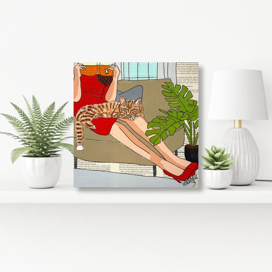 Cat Capers Lounging 2 30cm x 30cm