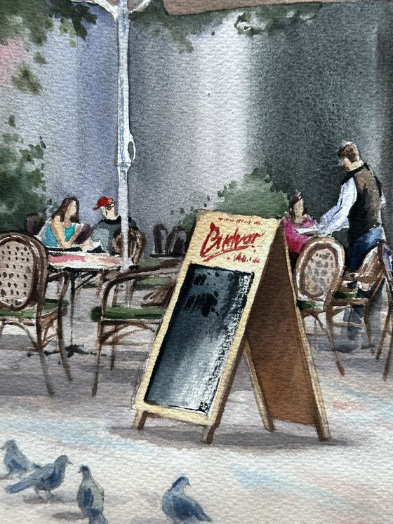 Under a pink chestnut tree