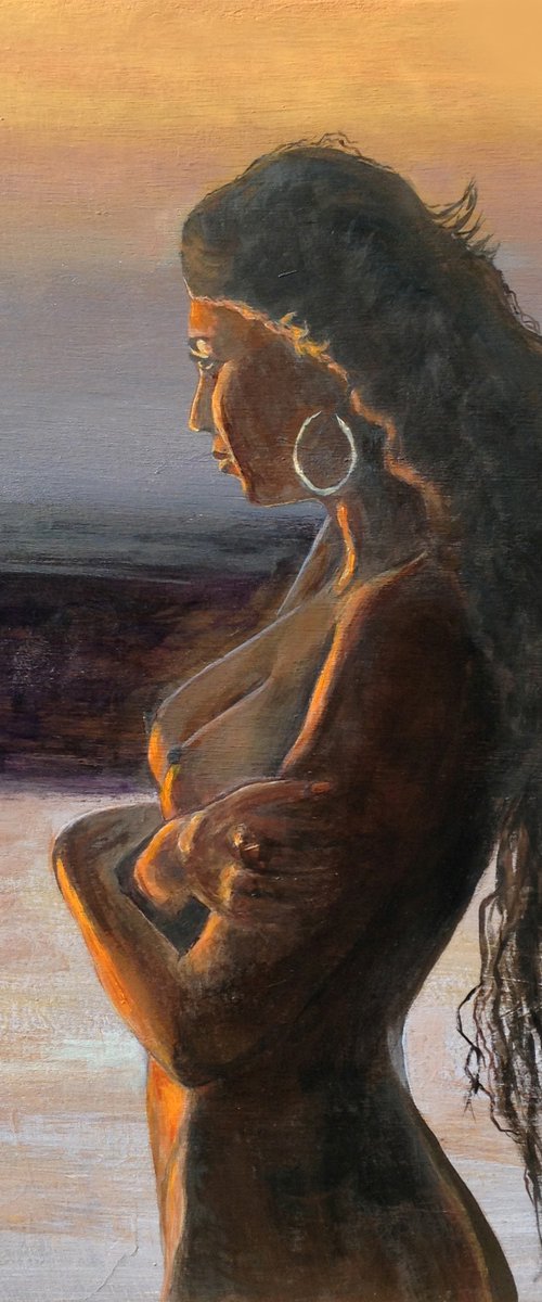 Naked woman by the river by Liubov Samoilova