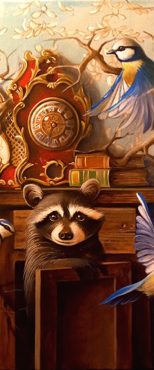 " Well yes I hide the snacks " original acrylic on canvas 55 x 46 cm / 21,6 x 18 inches by Valentina Toma' aka Zoe Chigi