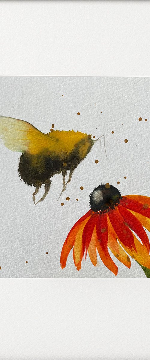 Bee and Coneflower by Teresa Tanner