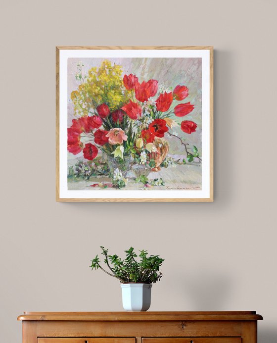 Still life with spring flowers