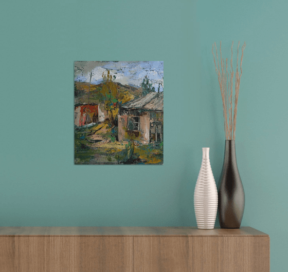 Armenian village (30x35cm, oil painting, impressionistic)