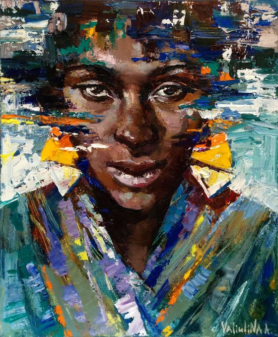 African woman portrait painting Original oil painting
