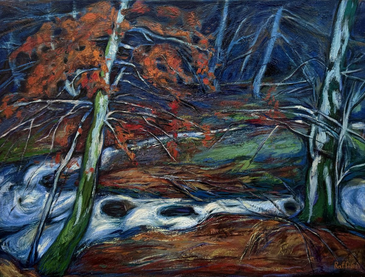 Expressive Landscape Oil Painting By Raffi Ghazaryan, 24 X 18",