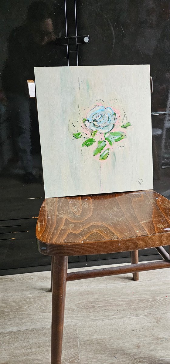 Abstract white rose on delicate soft white