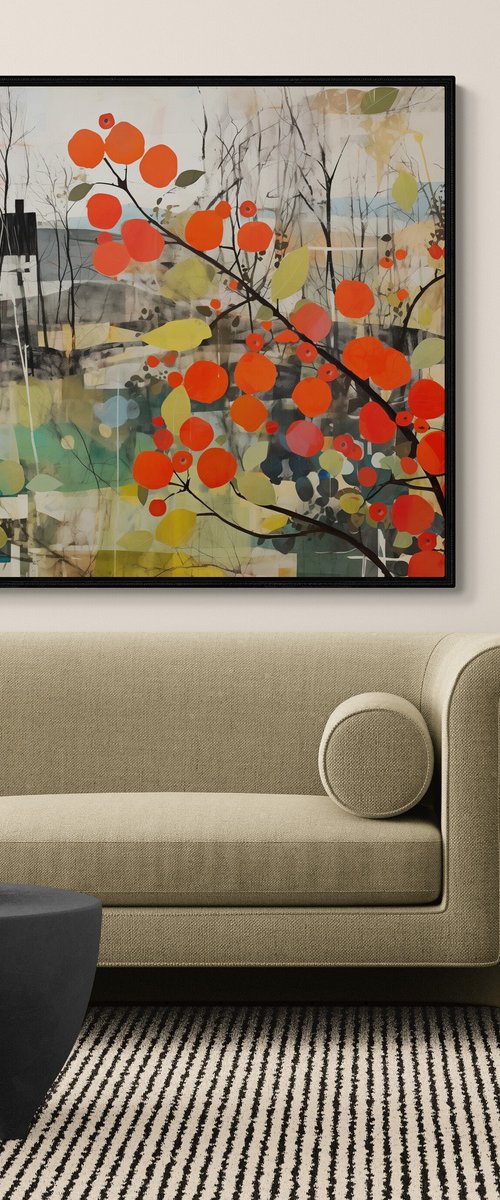 Red viburnum on a green glade #3 by V+V Kniazievi