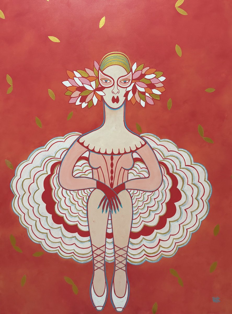 Surrealistic Acrylic Painting , Red Ballet By Diana Rosa, 36 X 48, Artwork For Sale On Artfinder