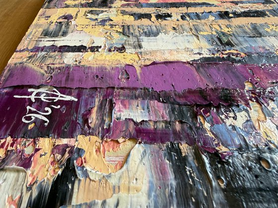 Purple forest in the fog