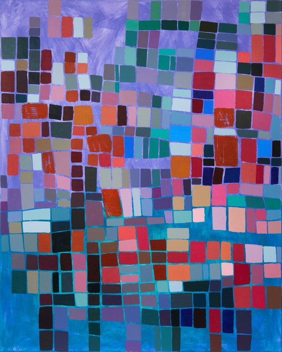 Squares / Turquoise Purple Orange