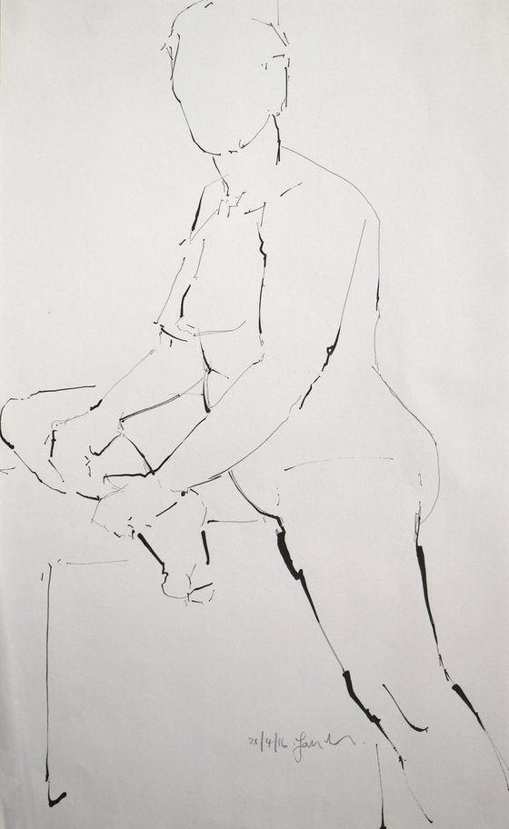 Study of a female Nude - Life Drawing No 504