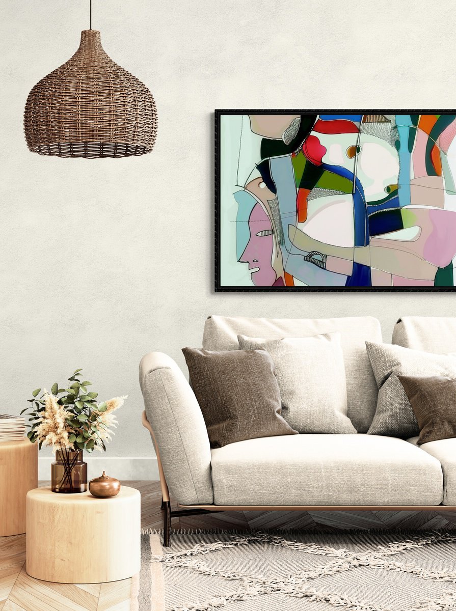 Abstract Acrylic Painting By V+V Kniazievi, 47 X 31", Dozens Of Selves, Original Artwork