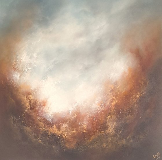 WILD AND FREE II (Large Abstract /Cloudscape Oil Painting - 80CMS X 80CMS)
