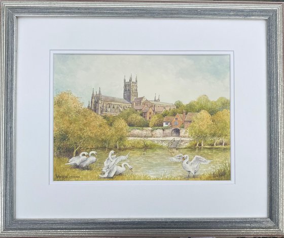 Worcester Cathedral. Original Watercolour