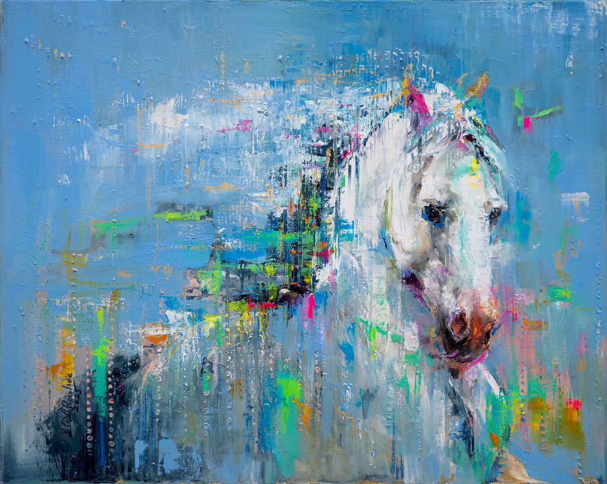 Surrealistic Animal Oil Painting By Anna Ravliuc, 30 X 24, Dawnbringer, Original Artwork