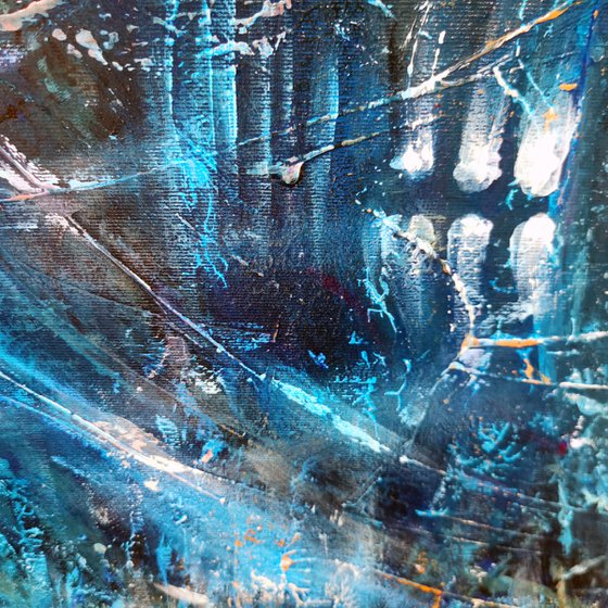 Large XXL enigmatic metaphysical blue abstract angel composition by master KLOSKA