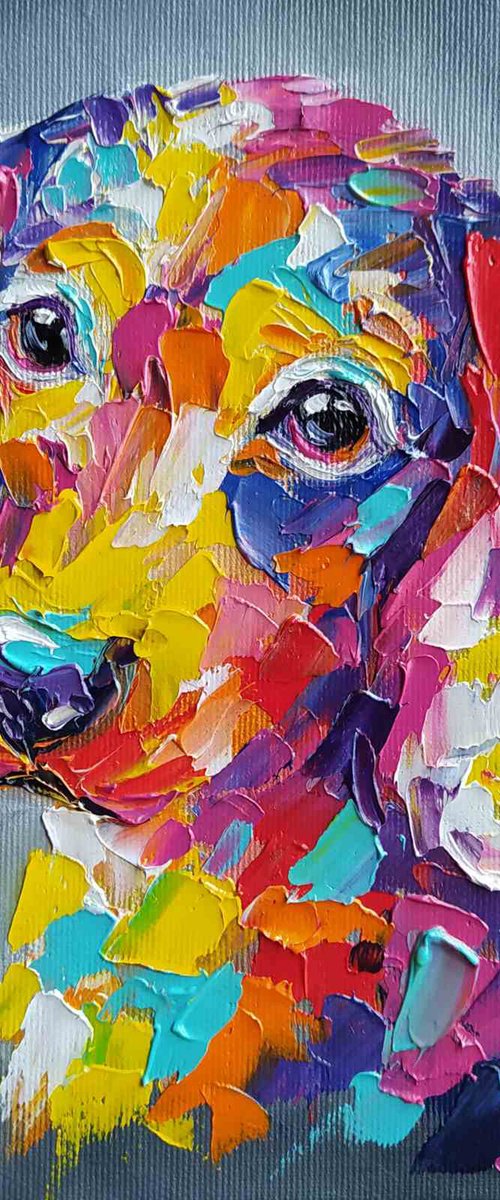 Look of kind eyes - dog, animals, oil painting, dachshund dog, dachshund, oil painting, pet, pet oil painting, gift, animals art by Anastasia Kozorez