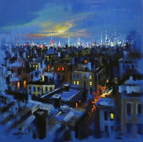 Blue Evening in the Village