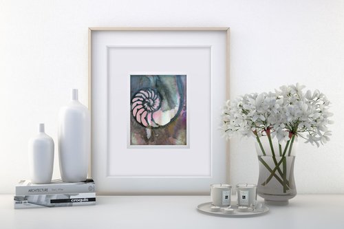 Sea Wish 2 - Abstract Nautilus Shell Painting by Kathy Morton Stanion