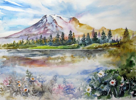 Romantic mountains lake