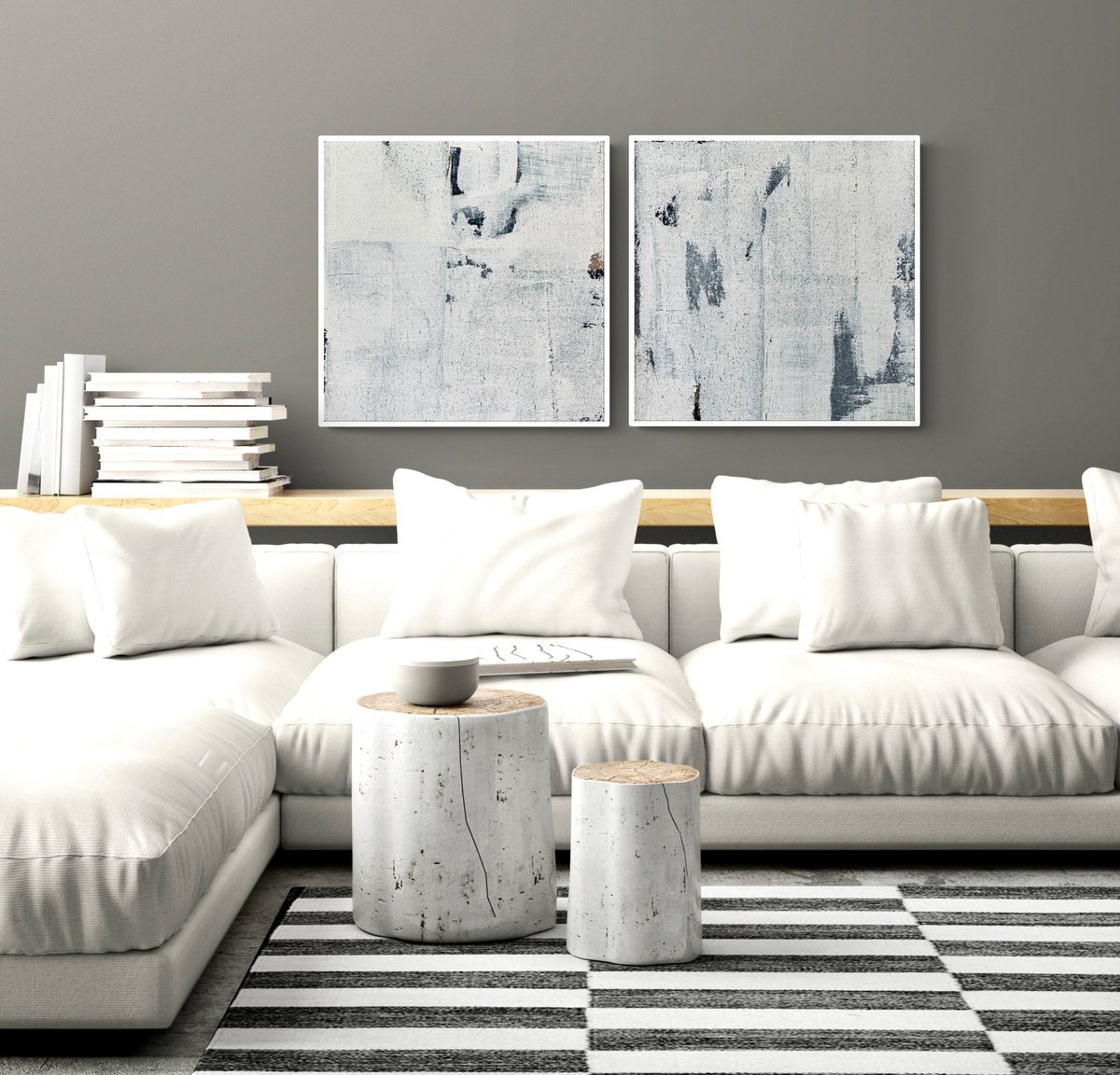 Abstract Acrylic Painting By Anita Kaufmann, 39 X 20, Abstract 7921 ## Black & White, Original Artwork