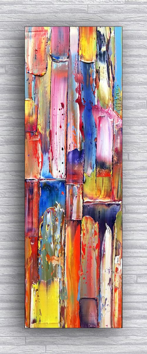 "Better With Age" - SPECIAL PRICE-  Original PMS Oil Painting On Reclaimed Wood - 12 x 38 inches by Preston M. Smith (PMS)