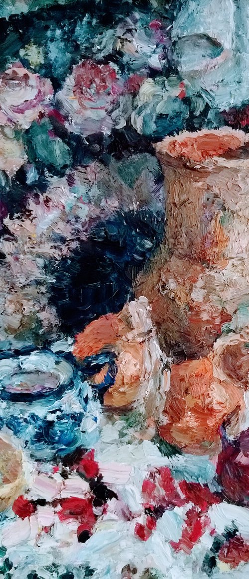 Still life with Pavlovo-Posad shawl " Prayer" by Elena Klyan
