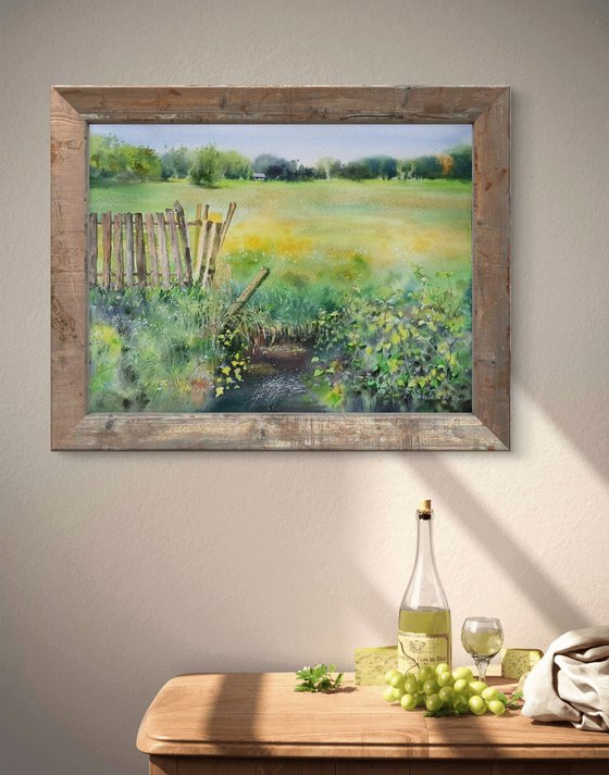 Rustic fence in golden light