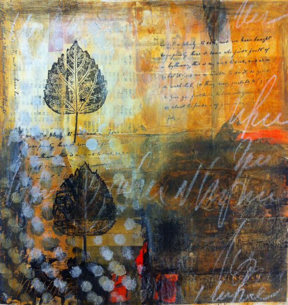 Small encaustic and collage abstract painting
