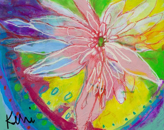 Wildflower 10x8" Small Colorful Abstract Floral Painting