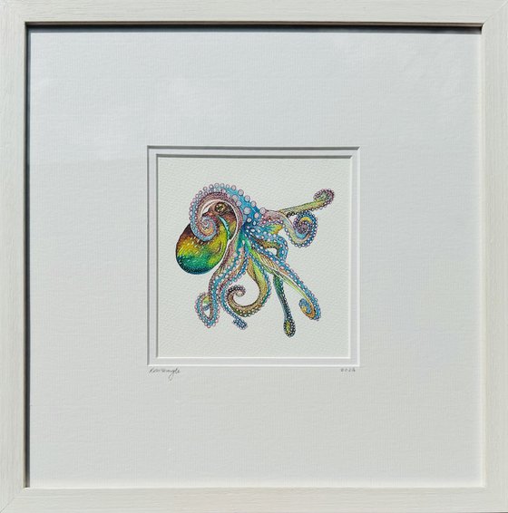 Framed Watercolour Octopus