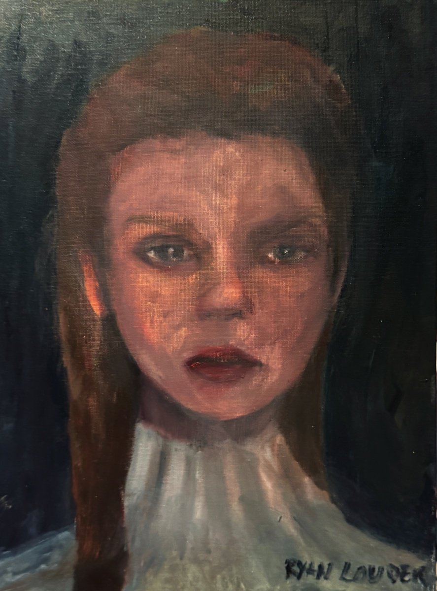 Expressive Portrait Oil Painting By Ryan Louder, 12 X 16", There